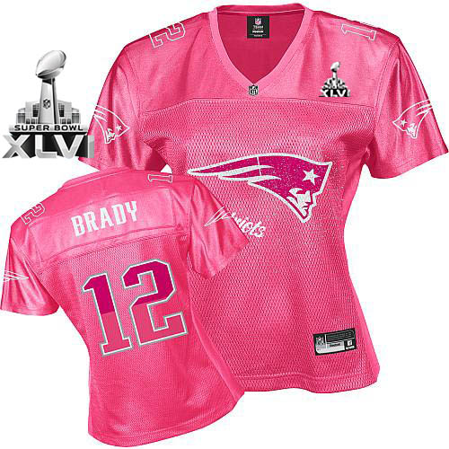 Patriots #12 Tom Brady Pink 2011 Women's Fem Fan Super Bowl XLVI Stitched NFL Jersey